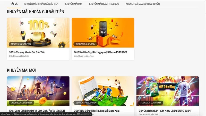 Những đ&atilde;i ngộ đặc biệt chỉ c&oacute; tại s&acirc;n chơi 188bet