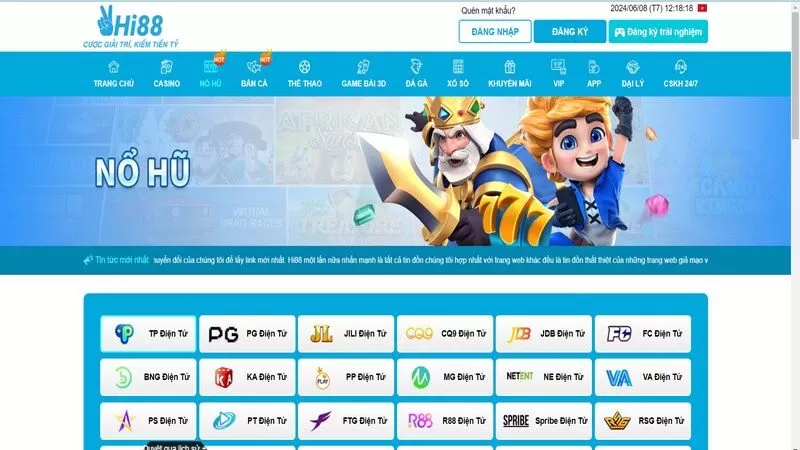 Sảnh game slot của Hi88 rất đa dạng với h&agrave;ng trăm tr&ograve; chơi th&uacute; vị